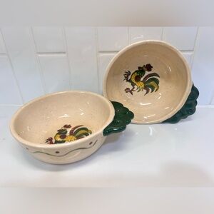 Vintage Poppytrail by Metlox California Rooster Cereal Soup Bowls Set of 2